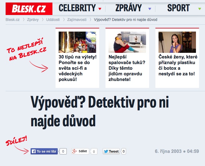 Blesk - Výpověď? Detektiv pro ni najde důvod